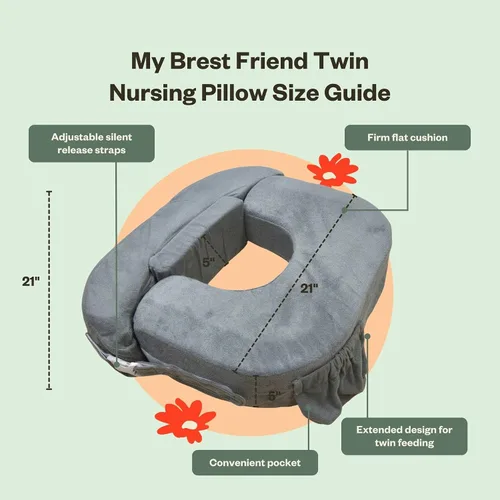 Vista 8 de My Brest Friend Almohada de lactancia gemelar – Comodidad mejorada con funda – Soporte ergonómico definitivo para lactancia materna – Correa