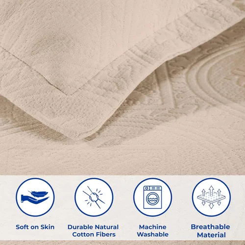 Vista 3 de Superior Juego de colcha de algodón de 2 piezas, diseño de círculos celtas, decoración de cama para el hogar, 1 funda de almohada, manta