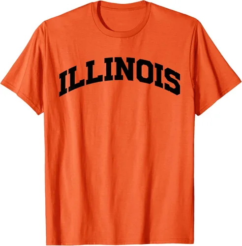 Vista 74 de Illinois Gift - Camiseta de diseño deportivo con texto universitario, gris, S