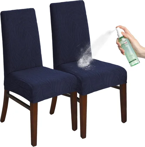 Vista 17 de Fundas de silla para comedor Fundas de jacquard impermeables (negro, 2 piezas) Las fundas de jacquard elásticas impermeables refrescan las sillas