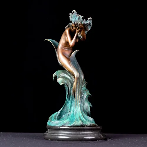 Vista 5 de Estatua de bronce de escultura desnuda abstracta de 15.4 pulgadas, figuras sexys, 100% fundición de bronce, decoración del hogar, escultura