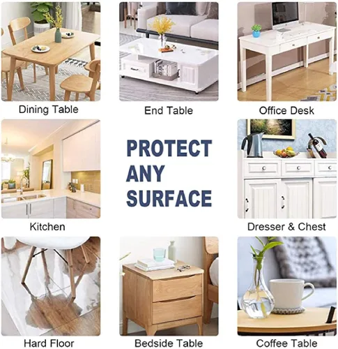 Vista 7 de ZHANGQINGXIU - Mantel transparente de plástico transparente para mesa, protector de PVC para uso como cocina, comedor, mesa, escritorio, cocina