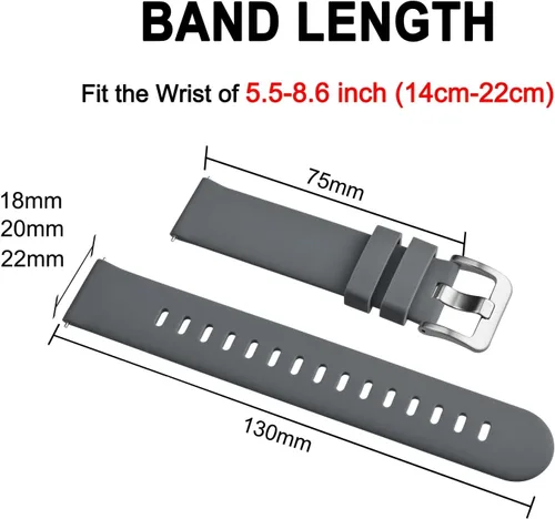 Vista 103 de BISONSTRAP Correas de reloj de silicona, correas de reloj delgadas con liberación rápida, 0.787 in, negro con hebilla negra