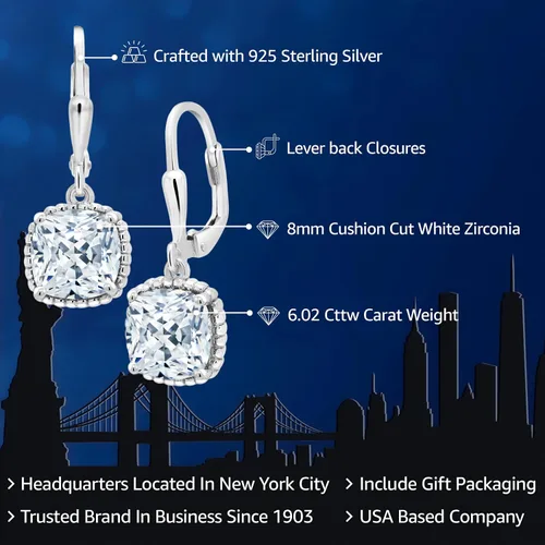 Vista 33 de Gem Stone King Aretes colgantes de plata de ley 925 de 0.315 pulgadas para mujer