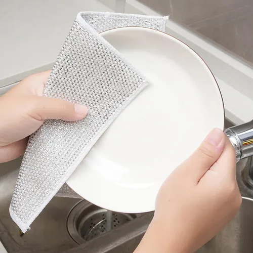 Vista 9 de Paño multifuncional de alambre antiarañazos, paño de cocina de alambre de acero, paño de cocina de alambre multiusos, frota y limpia para platos