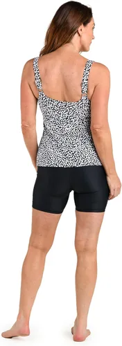 Vista 4 de Maxine of Hollywood Traje de baño tankini con cuello redondo para mujer Negro/ Mosaico de puntos