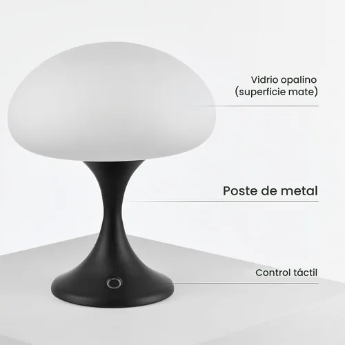 Vista 8 de MAGCHARM Lámpara de mesa recargable LED de 5 W con pantalla de cristal, pequeña luz táctil retro regulable con 3 temperaturas de color, luz estética