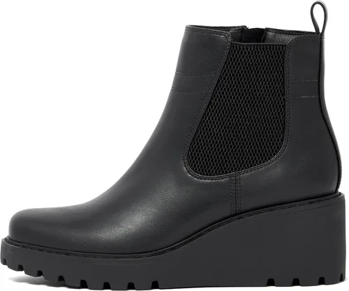 Vista 6 de vodvob Botas de tobillo para mujer, botines de tacón de cuña elásticos con plataforma Chelsea sin cordones y suela de lengüeta