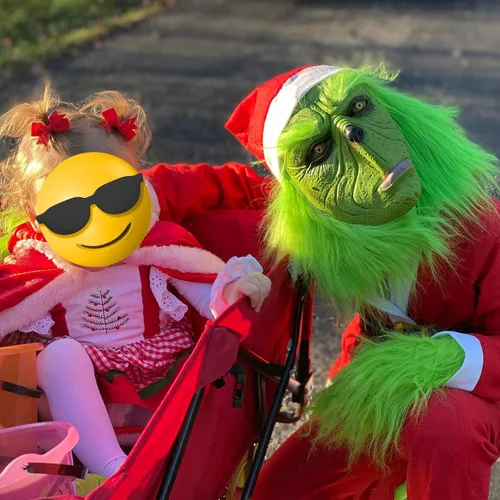 Vista 3 de Halford Green Monster Mask Christmas Cute Costumes Mask Latex Role Play Mask Xmas Funny Full Face Mask for Party Props
