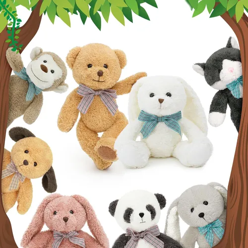 Vista 12 de MaoGoLan - 10 unidades de osos de peluche navideños, osos de peluche de 14'' con trajes clásicos de Santa - Camisa y sombrero removibles, se ajustan