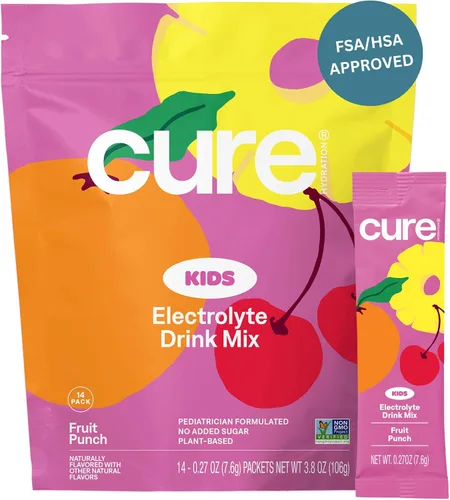 Vista 9 de Cure Hydration - Mezcla de bebida de electrolitos para niños Fórmula rehidratante pediátrica a base de plantas Sin azúcar añadida, FSA-HSA, sin