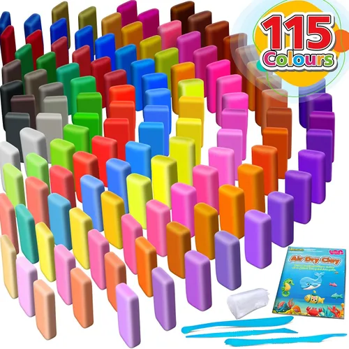 Vista 2 de YOPINSAND Arcilla de Secado al Aire 115 Colores, Arcilla para Modelar para Niños, Juguetes Mágicos de Moldeado DIY con Herramientas, Regalo