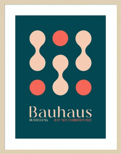 Vista 8 de Amanti Art Framed Wall Art Print 23x19 Bauhaus Blue Clubs by Emel Tunaboylu, Abstract Wall Art, Mid Century Modern Decor, Small Poster Painting