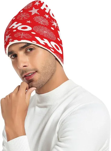 Vista 6 de Ho Red Stars Christmas Beanie for Women Men Warm Cap Soft Beanies Reversible Crochet Hats for Y2k Winter Fall