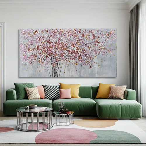 Vista 10 de CHUDANHAO Arte abstracto de graffiti gris para pared, pintura de árbol grande, impresiones fotográficas doradas, arte moderno en lienzo