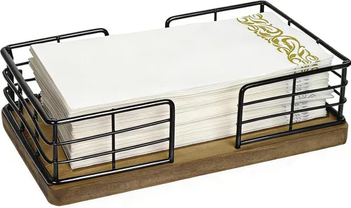 Vista 10 de Kordory Bandeja con soporte para toallas de invitados de acrílico para baño, soporte transparente rectangular para servilletas de baño para cocina