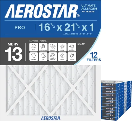 Vista 10 de Aerostar Filtro de aire 16 1/2 x 21 1/2 x 1 MERV 11 Filtro de horno, paquete de 4