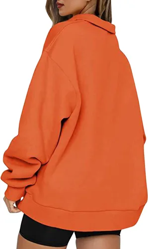 Vista 3 de Sudaderas casuales de manga larga con cuello redondo para mujer, lindo suéter suelto, suave, largo