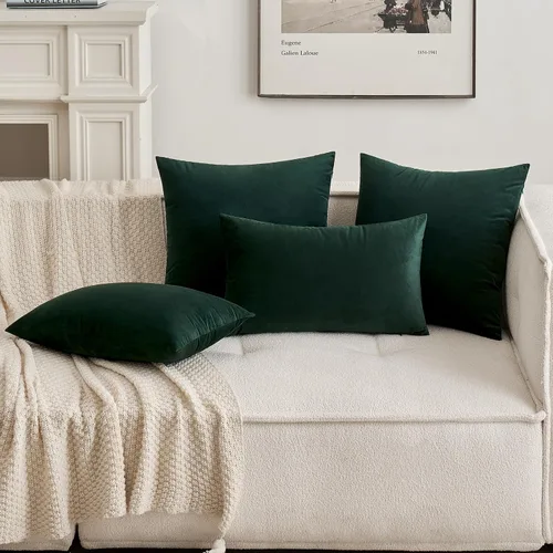 Vista 8 de MIULEE Funda de almohada de terciopelo suave, de lujo, decorativa, de Navidad, funda de cojín rectangular, decoración del hogar para sofá Verde