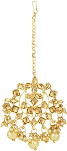 Vista 7 de Gold Plated Kundan Jewelry Necklace With Earring Set For Women