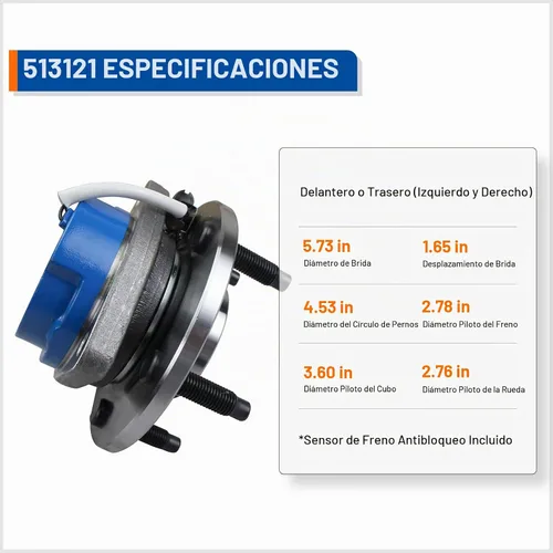Vista 6 de PAROD Par 513121 Conjunto de cojinete de cubo de rueda delantera compatible con Cadillac DTS Eldorado Seville, Chevy Impala Monte Carlo, Buick