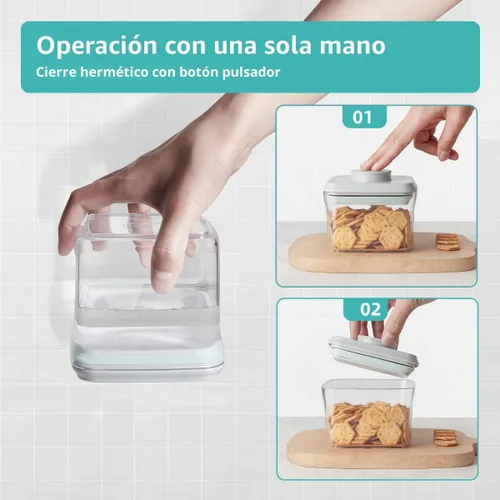 Vista 3 de Ankou Juego de recipientes herméticos – (4 unidades de 12.8 fl oz) apilables con un botón de apertura para aperitivos, dulces, sal, hierbas 4