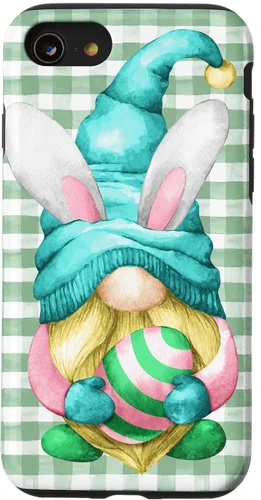 Vista 18 de iPhone 15 Pro Max Lindo gnomo de Pascua para caza de huevos en primavera Buffalo Plaid Case
