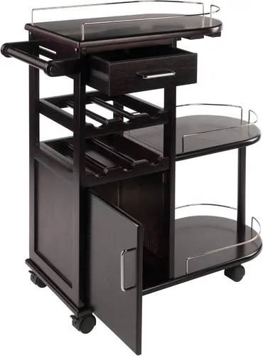 Vista 4 de Winsome Carrito de servir para cocina, Madera, Espresso oscuro