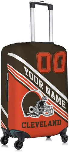 Vista 3 de Funda de equipaje personalizada, funda de maleta personalizada, diseña tu nombre y número, protector de equipaje elástico lavable, Cleveland