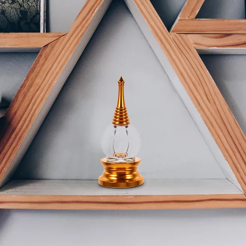 Vista 5 de Adornos de estupa, suministros de Buda, estatua de cristal de estupa acrílica, torre budista de Sarira, estatua zen, decoración de meditación