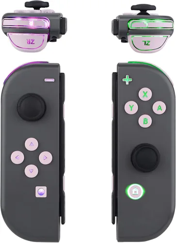 Vista 5 de eXtremeRate 7 Colors 9 Modes NS Joycon DFS LED Kit Multi-Colors Luminated Cherry Blossoms Pink Classical Symbols ABXY Trigger Face Buttons for