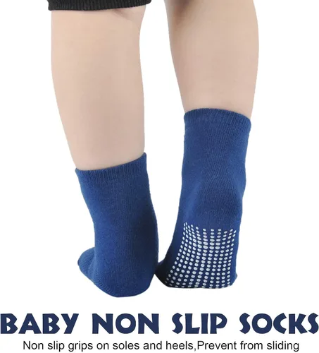 Vista 3 de EPEIUS Calcetines de bebé con empuñaduras para bebés y niños pequeños, calcetines antideslizantes de 6/12 pares