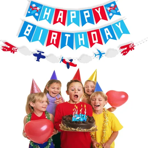 Vista 4 de Cartel de cumpleaños de avión de avión, aviador, aviación, cumpleaños, temática de arriba y fuera, cartel de fiesta para niños, suministros de baby