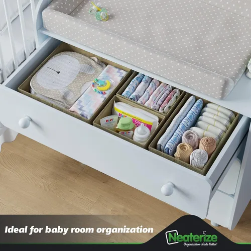 Vista 6 de Organizador de Cajones para Ropa Juego de 12 Beige - Organizador de Cómoda Para Guardería, Dormitorio, Armario - Los Organizadores Perfectos de Ropa