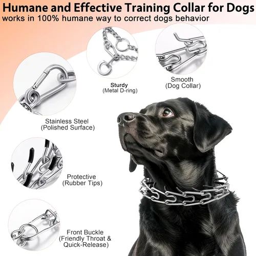 Vista 2 de DEYACE Collar de entrenamiento para perros de acero inoxidable, hebilla de liberación rápida, collar ajustable para perros pequeños, circunferencia