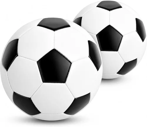 Vista 9 de Soccer Balls Size 5 Size 4 Size 3 Size 2 with Pumps, Bulk Pack of 1, 2 or 6 1 paquete blanco negro
