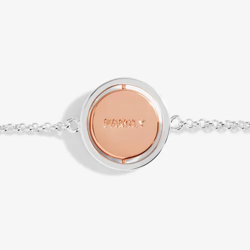 Vista 2 de KATIE LOXTON Sentiment Spinners Family - Pulsera ajustable para mujer, chapada en oro rosa y plata de 7.5 pulgadas, diseño de disco de cristal