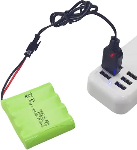 Vista 3 de Batería recargable AA de 4.8 V 2800 mAh con enchufe SM-2P y cable de carga USB para SY-E511 RC Excavadora Camión Ingeniería Vehículo E562 TD141 RC