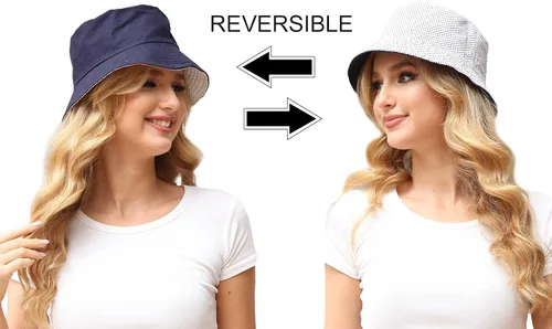 Vista 2 de Sombrero de pescador reversible para mujer, gorra de playa de verano para exteriores