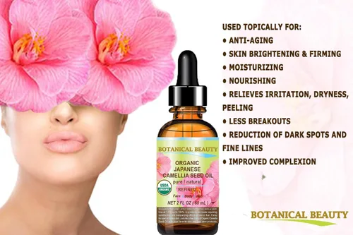 Vista 6 de Aceite orgánico japonés de semilla de camelia. Aceite emulsionante 100 % puro, natural, no diluido, refinado, prensado en frío. Antioxidante