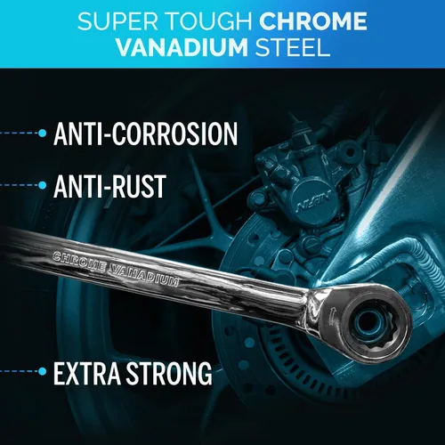 Vista 4 de Llave de 17mm - Llave de trinquete - Perfil delgado - Llave de carraca - 100% Garantía de satisfacción de por vida