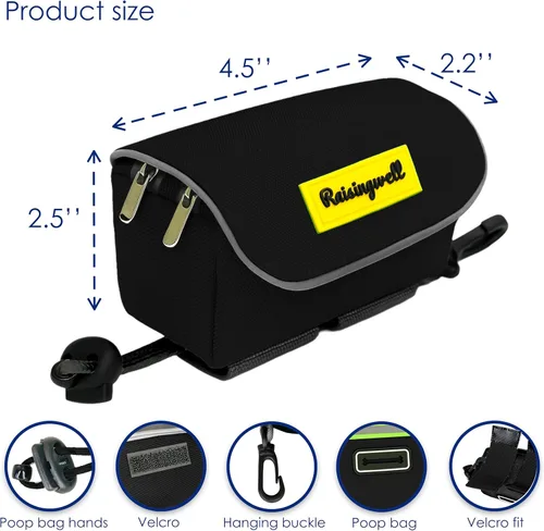 Vista 2 de Soporte para bolsa de excrementos de perro para correa, 2 bolsas impermeables con cremallera, bolsa de golosinas para perros para accesorios