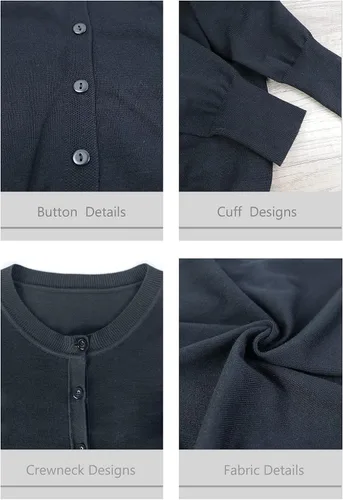 Vista 2 de Women's Crew Neck Button Down Long Sleeve Cardigan Sweater