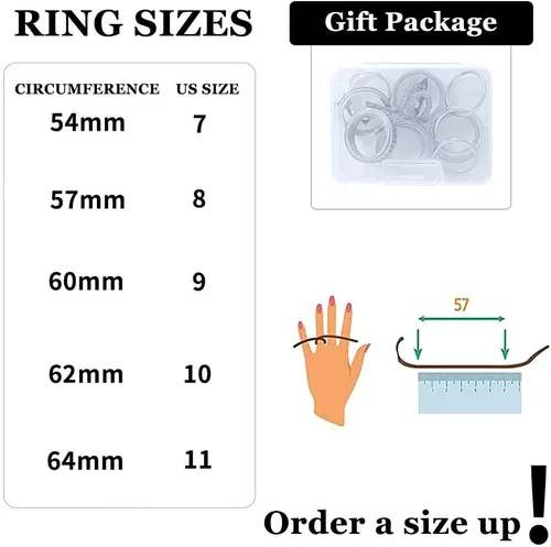 Vista 7 de Anillos para hombres y mujeres, 6 unidades, anillos de acero inoxidable negro para hombre, anillo para ansiedad, alivio de la ansiedad, anillos