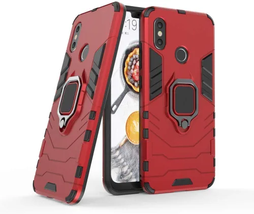 Vista 7 de Compatible con funda Xiaomi Mi 8, soporte de anillo de metal a prueba de golpes (funciona con soporte magnético para automóvil) Cubierta resistente