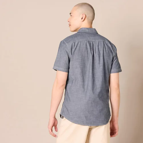 Vista 3 de Tienda Essentials - Camisa de popelina de manga corta de ajuste regular para hombre