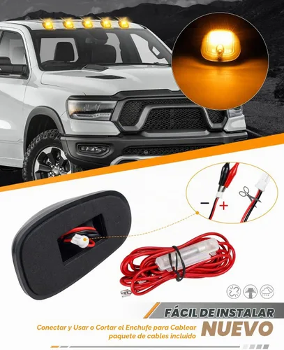 Vista 3 de HERCOO 5 piezas de luces marcadoras de cabina con lente ahumada, luz de techo LED de despeje en la parte superior con arnés de cables, compatible