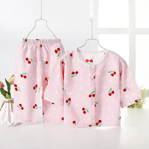 Vista 3 de TBUIALL Pijamas para niños con dibujos animados, ropa de dormir con camiseta y pantalones para bebés, niñas y niñas, talla L