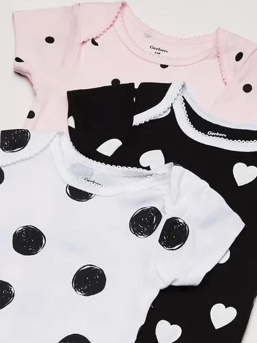 Vista 3 de Gerber Onesies Paquete de 8 mamelucos de manga corta para niñas bebés