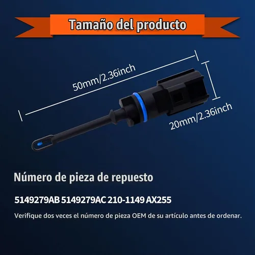 Vista 2 de HiSport 5149279AC Sensor IAT de temperatura de admisión de carga de aire compatible con Chrysler 300 Dodge Challenger Dart Durango Fiat 500X Jeep